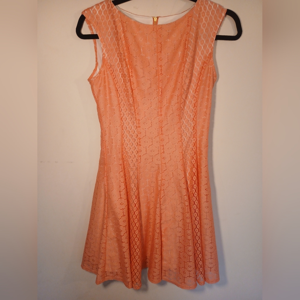 Danny & Nicole Coral Lace Mini Dress